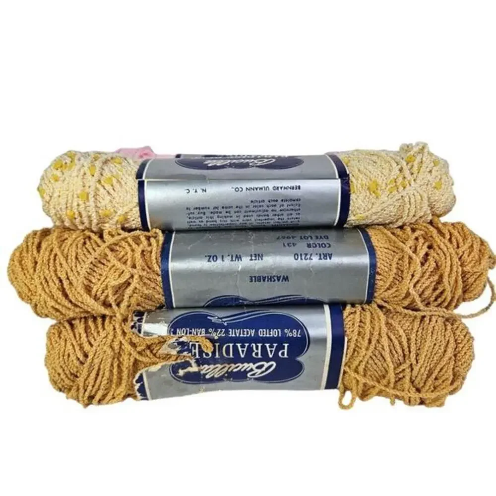 Bucilla Paradise and Lin Lite Knitting Yarn Mixed Lot of 8‎ Skeins Acetate Vtg